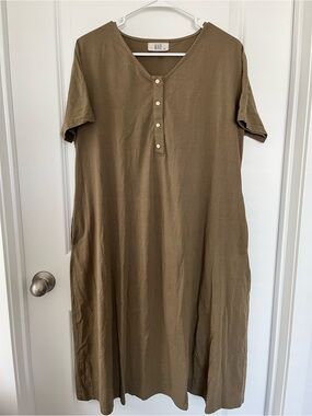 kate quinn Olive Green Short Sleeve Henley Nightgown